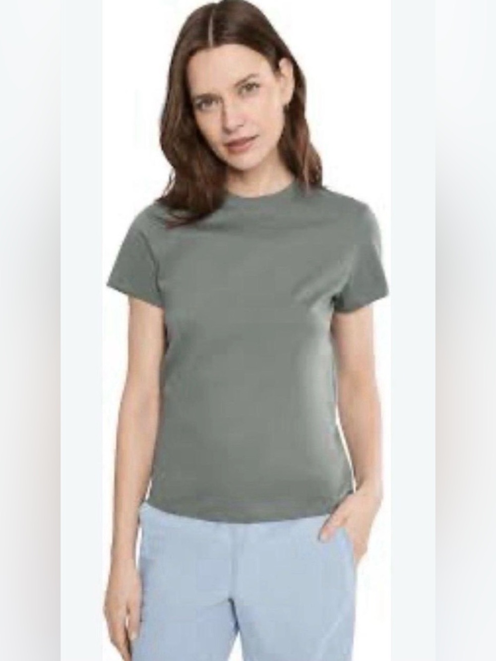 NWT Pact Women’s Organic Cotton Essential Crewneck Tee - Castor Green